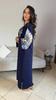 Moroccan Oriental Dress In Navy Blue with Golden and Silver Embroidery - Traditional Jellaba for Weddings, Ceremonies, and Special Events