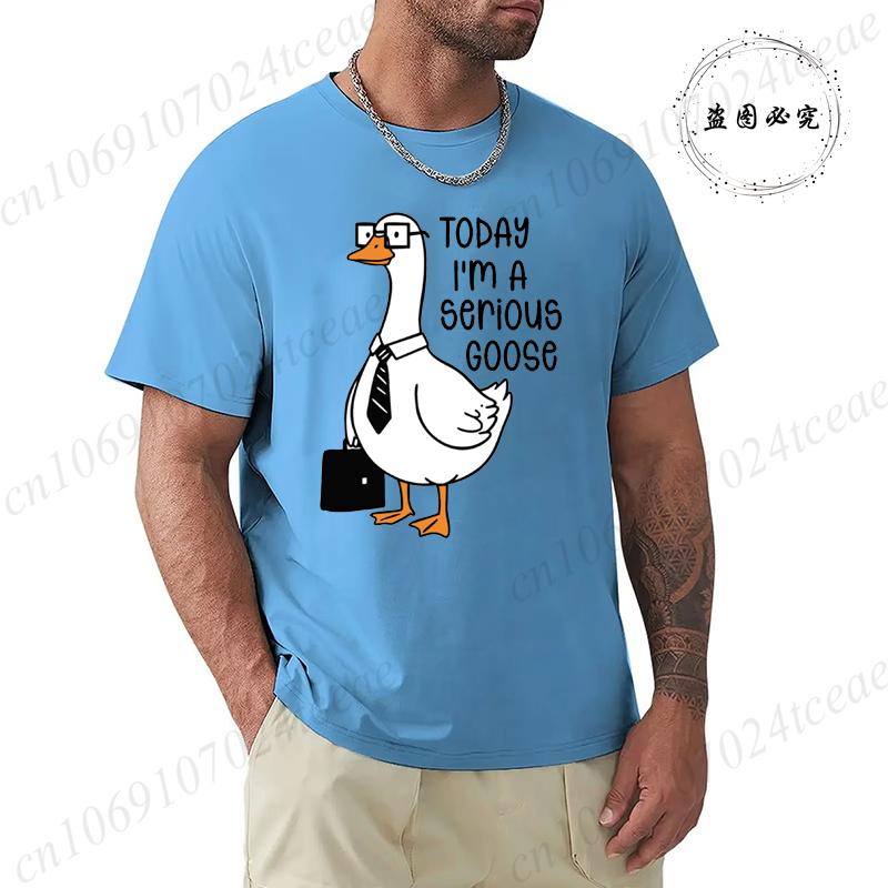 Summer Men's Tee T-shirt with Today I'm A Serious Goose Print T-Shirts Clothing Funny Sarcastic Tops Tees Daily Weekend Gifting