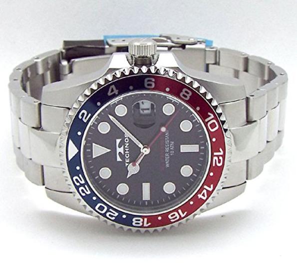 TECHNOS Technos Rotating 10 ATM Water Black Blue and Red Includes Strap Adjustment Tool Men's Watch, Diver's Watch, Bezel, Resistant, Dial, Bezel,