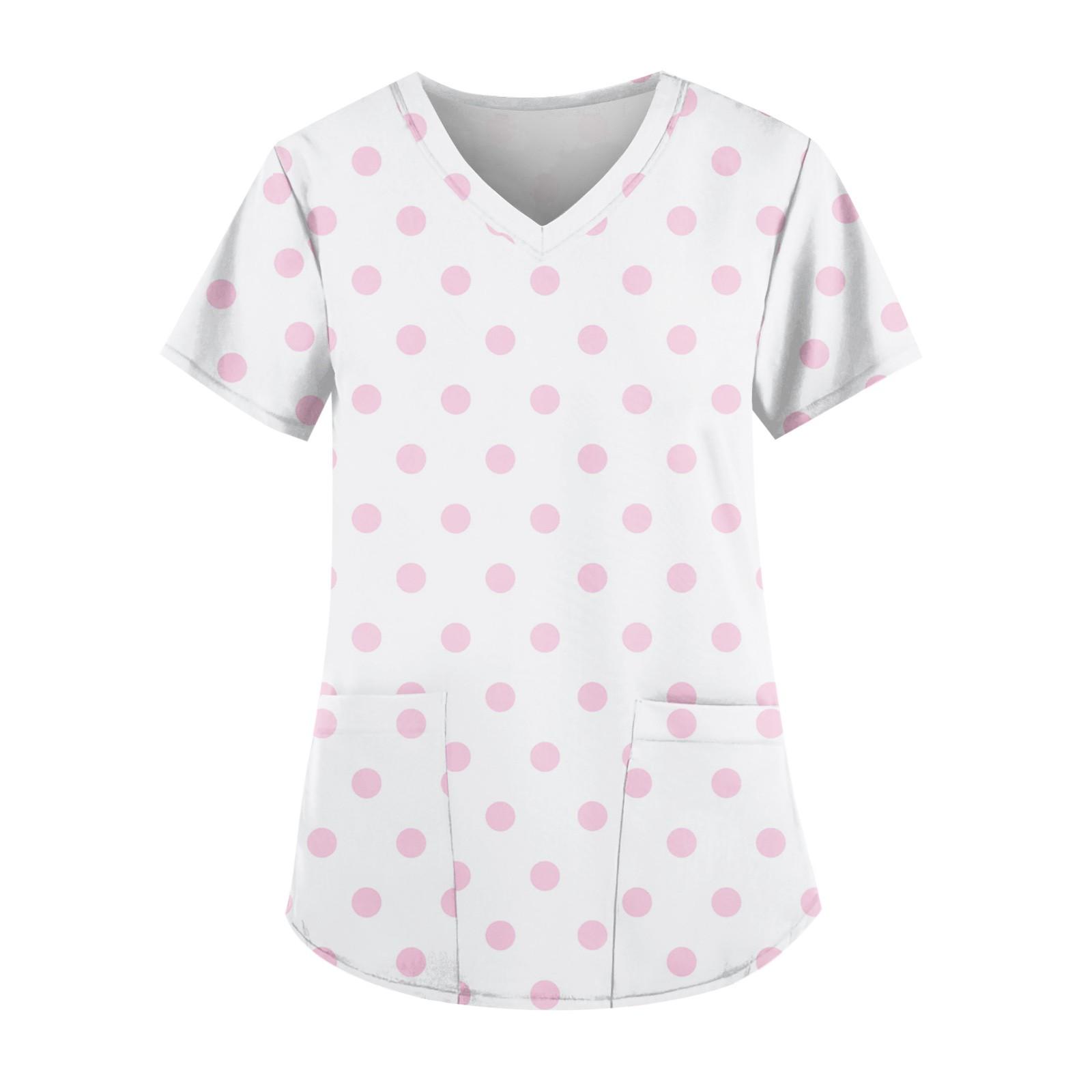 

Рабочая форма больших размеров с принтом, топы для женщин, забавные футболки с v-образным вырезом и короткими рукавами, рабочая одежда, футболка с карманами M