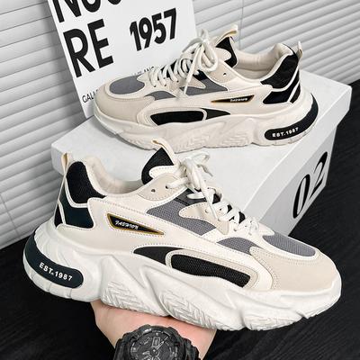 Kalın Taban Çok Yönlü Tıknaz Sneaker Erkekler Için Yeni Trend Örgü Dantel Up Nefes Rahat Spor Ayakkabı Artan Yumuşak Tabanlar
