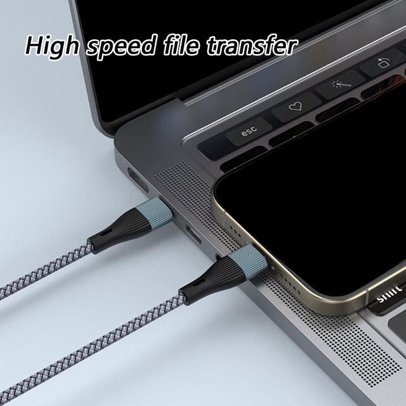 100W Type C Cable Nylon Braid Cord 1 To 2 Splitter Cord Simultaneous Charging Line For 2 Devices Flexible