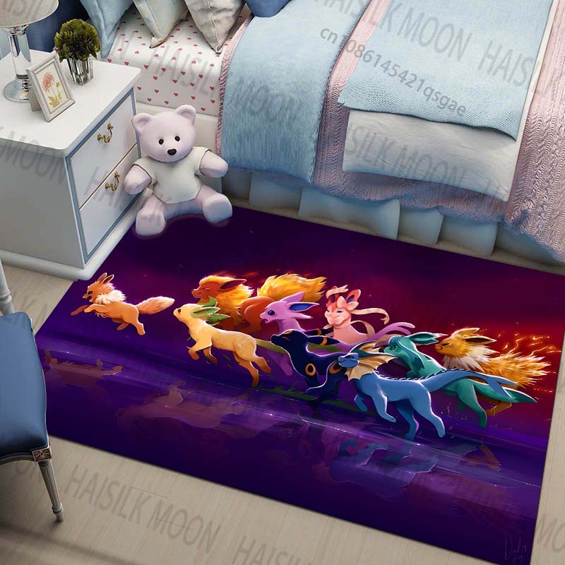Multi-Sizes Pokemon All Eeveelutions Pattern Carpets for Living Rooms Play Mats Rugged Bedroom Decor Crawl Mats Luxury Gifts