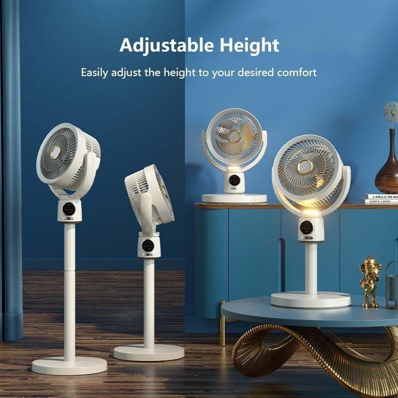 High Wind Volume Floor Electric Fan Adjustable Height Vertical Fan Household Portable Rechargeable Air Circulation Fan