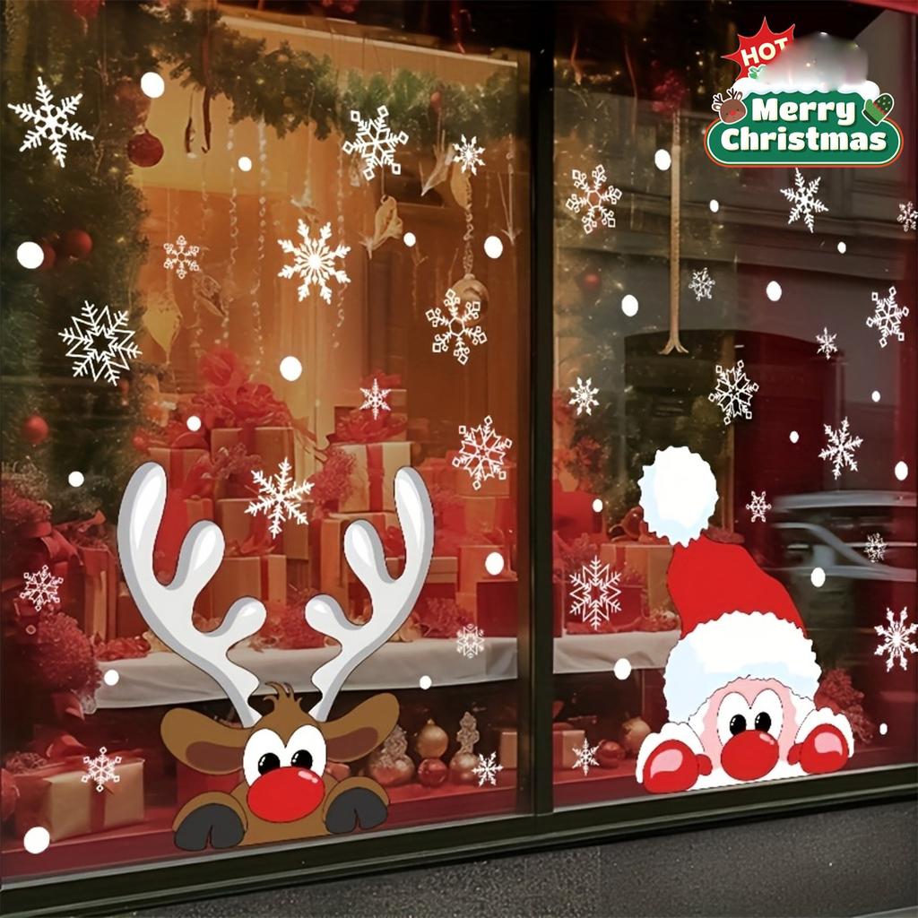 Christmas Decoration Window Stickers 2pcs, Glass Decoration Stickers, Christmas Wall Glass Stickers For Holiday Parties