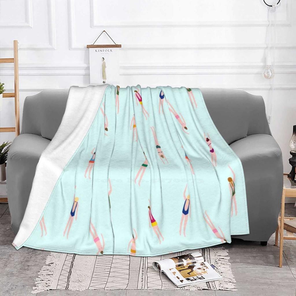 Swimmers In The Pool New Selling Custom Print Flannel Soft Blanket Swimmers Sea Swimsuit Swimming Suit Summer Water Vintage