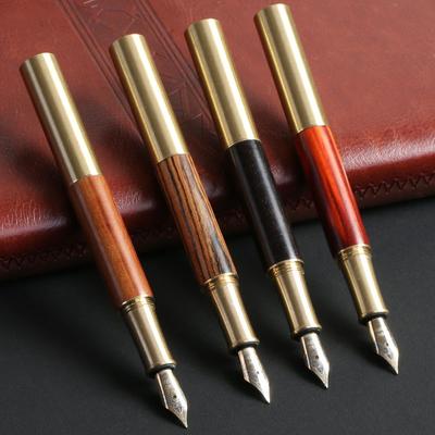 Mini Bolígrafo de Bolsillo Portátil de Madera Maciza Bolígrafo de Latón Ébano de Luz Roja Bolígrafo para Firmar Regalo para Estudiantes Bolígrafo de Punta Redonda