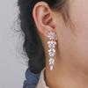 ZAKOL Luxury Marquise Cluster Flower Shape Cubic Zirconia Long Dangle Drop Earrings for Brides Wedding  Zircon
