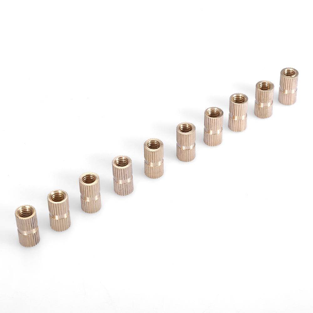 10pcs M6 Brass Cylinder Knurled Round Molded in Insert Embedded Nuts (M6*10L*8.3MM)