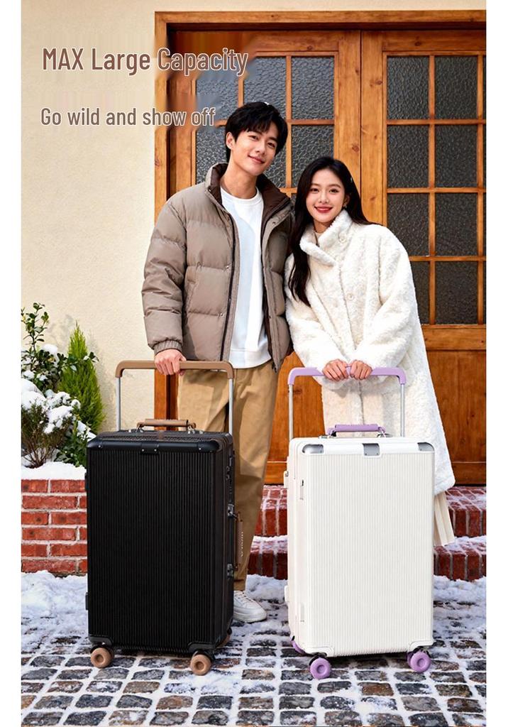 2026 Inch Shockproof Wide Pull Rod Carry-On Luggage with Silent Wheels