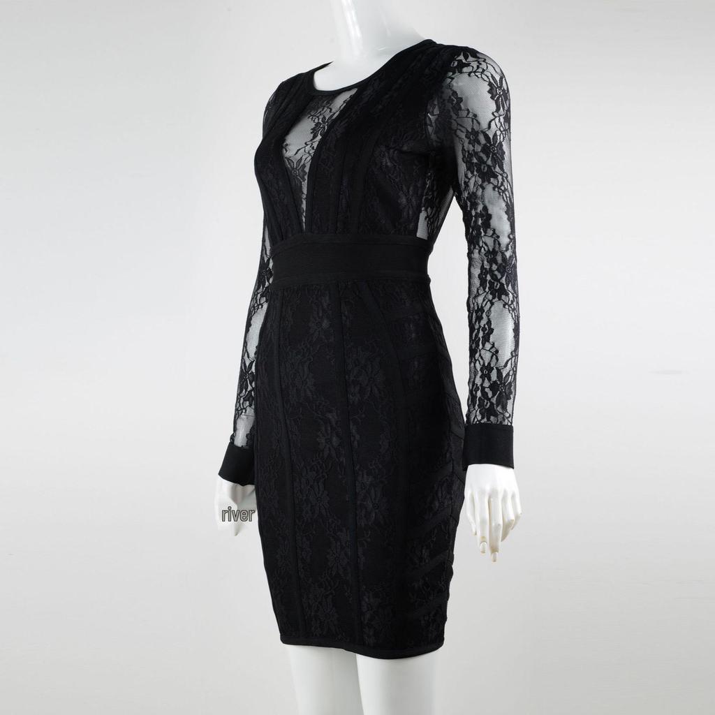 Elegant Rose Red Mesh Lace Bodycon Dress