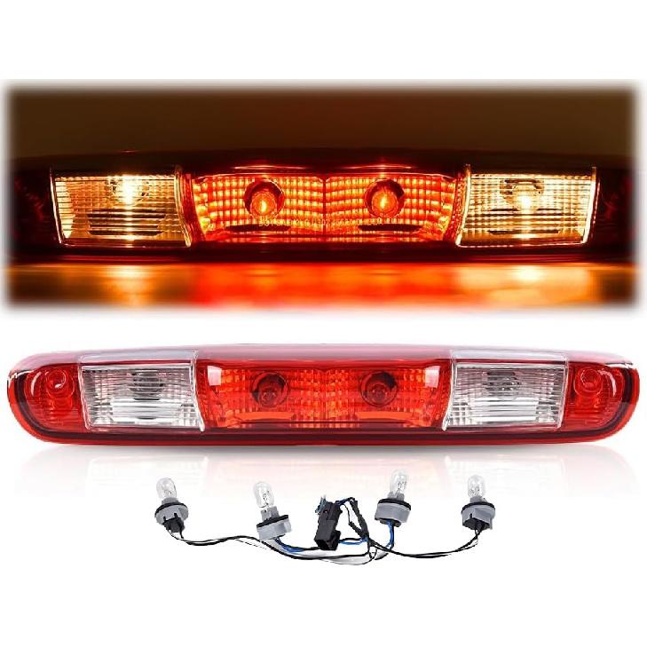 PIT66 3Rd Brake Light Compatible With 2004-2008 Ford F150 High Mount Center Rear Roof Third Cargo Light Parking Light Halogen Clear/Red Lens Tercera