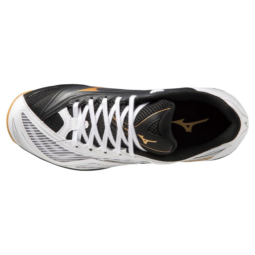 Mizuno Wave Medal 7 Table Tennis Shoes, Stability, Cushioning, and Responsiveness, White/Black/Gold, Size 24.0 cm, 2E