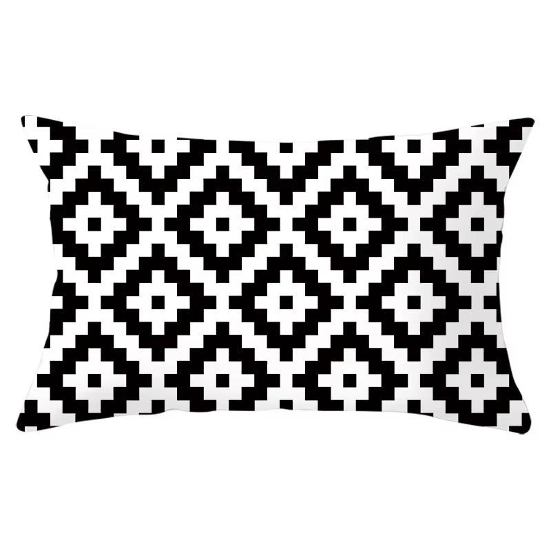 30*50cm Geometric Black and Yellow Pattern Printing Decorative Sofa Living Room Home Furnishing Polyester Rectangular Pillowcase
