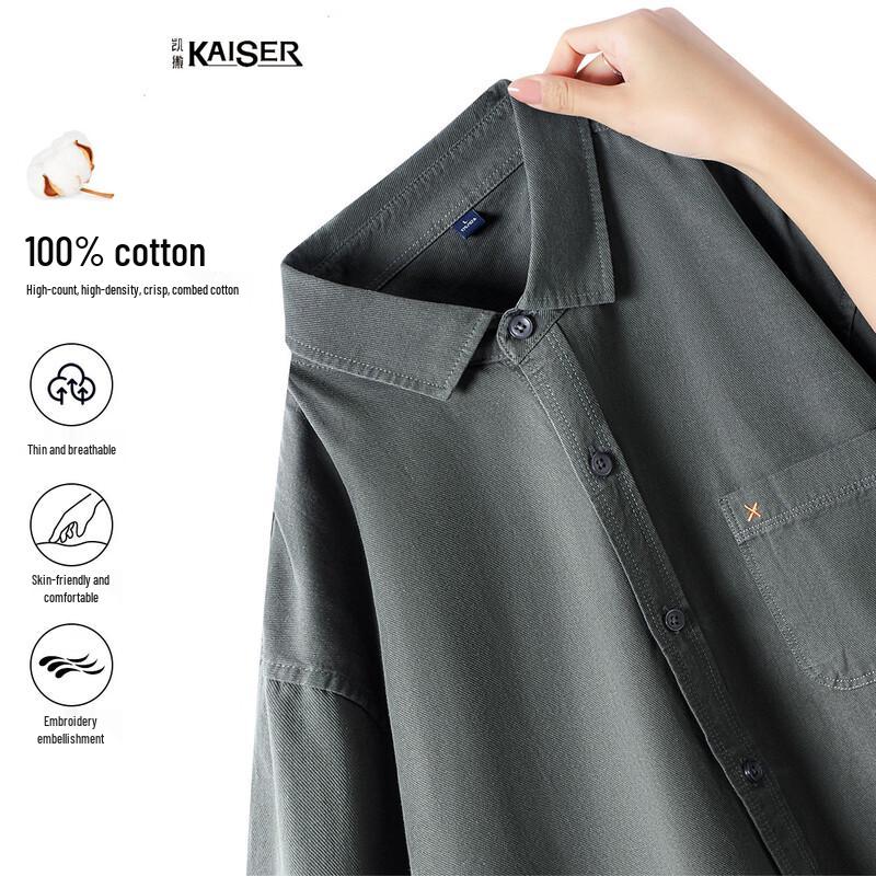 Men s 100% Cotton Twill Long-Sleeve Shirt L
