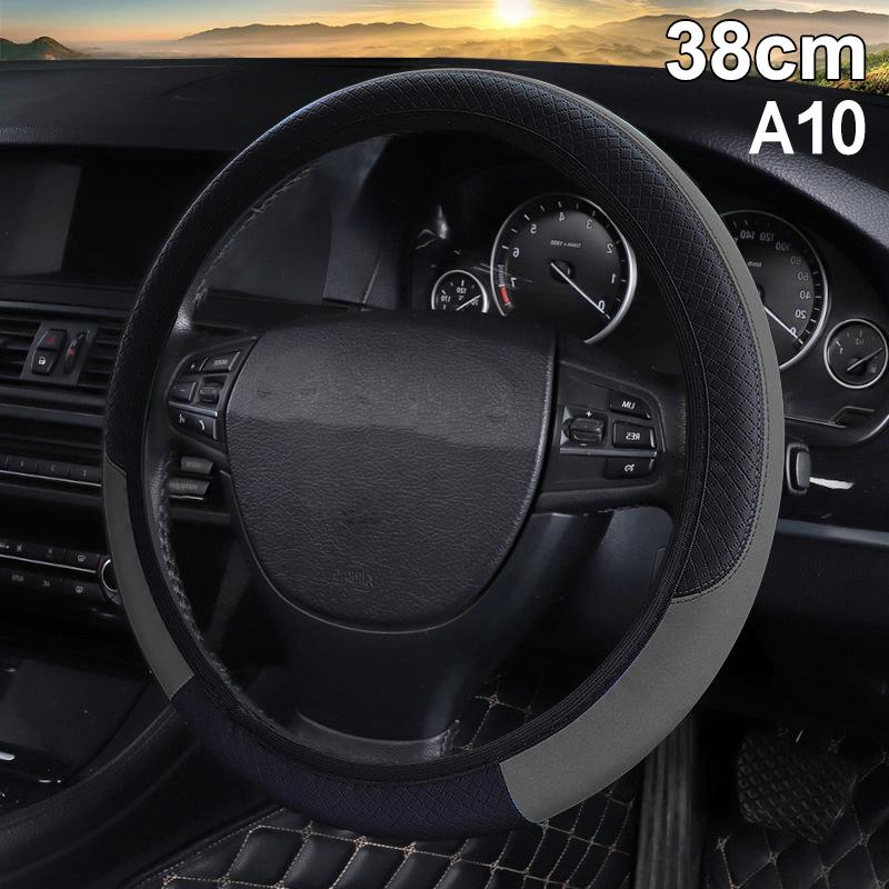Universal 38cm Anti-slip Leather Car Steering Wheel Cover, Breathable & Durable Steering Wrap for Most Cars