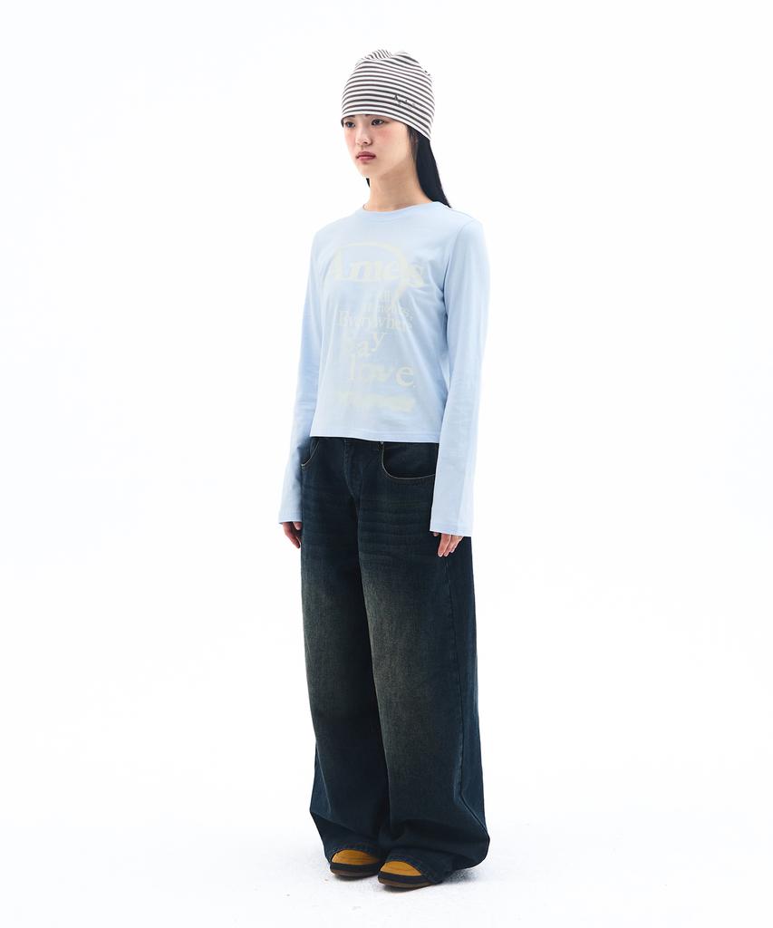 AMES-WORLDWIDE Big Typo Longsleeve Tee Sky Blue