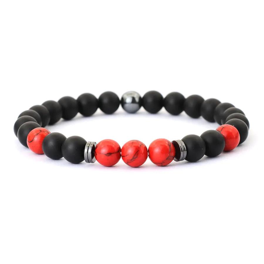 Noter Bracciale da Uomo Fatto a Mano 8mm Onice Pietra Occhio di Tigre Braccialetto di Perline Ematite Guarigione Braccialetto Regalo Uomo Accessori per il Tempo Libero