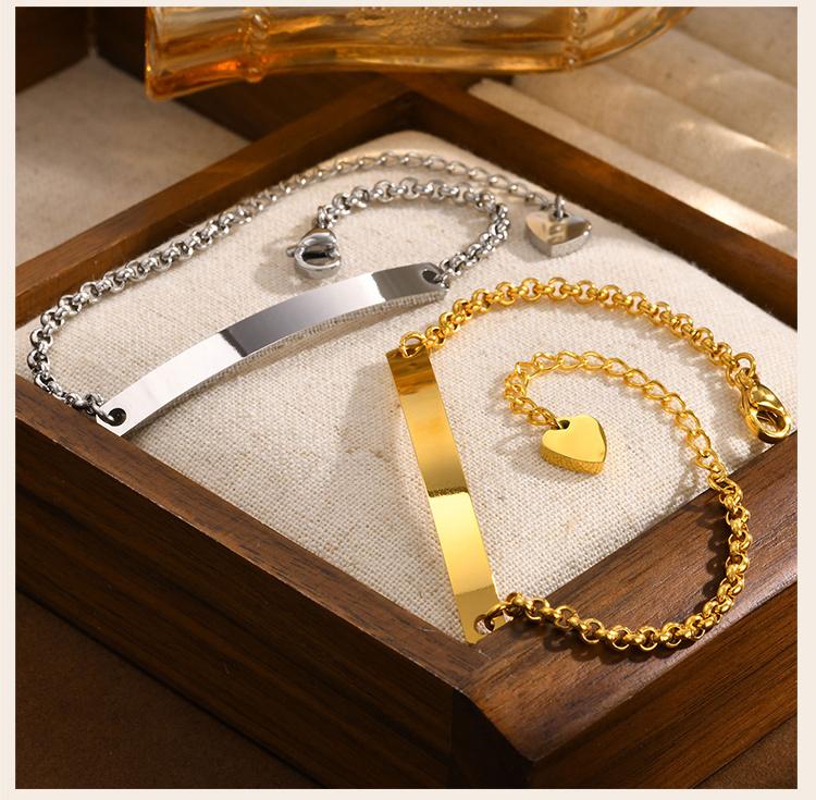 Personalized Name Bar Bracelet for women,Engraved Stainless Steel ID Bracelets, free engraving love gift