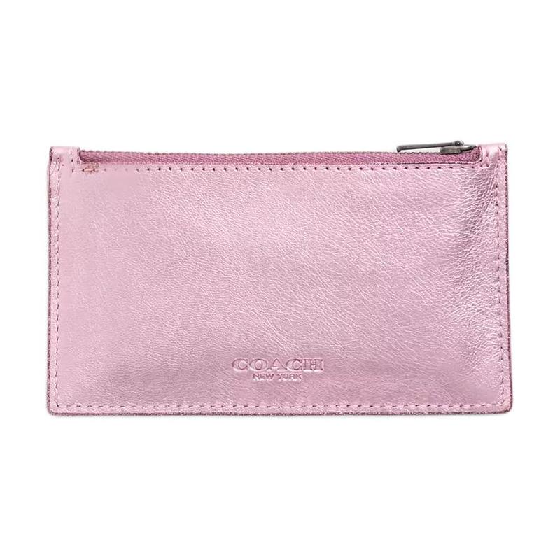 COACH Card Case 13 Embossed Logo Glove-tanned Leather Card Case Regular Women’s Metallic Blush Powder metallic blush powder золотой