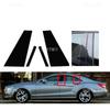4PCS Silver Carbon Glossy Black Pillar Post Fit For Mercedes-Benz CLS-Class 2012-2016 Door Moulding Sticker Cover Window Trim