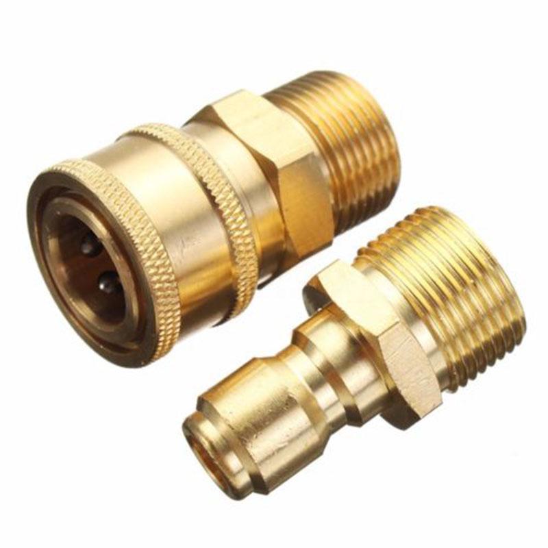 2x Brass Pressure Washer Quick Connect M22 to 1/4 Male Coupler Adapter