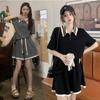 Stylish Summer Korean Color Block Polo Collar Knit Two-Piece Set - Casual, Loose, Slimming Nursing Outfit