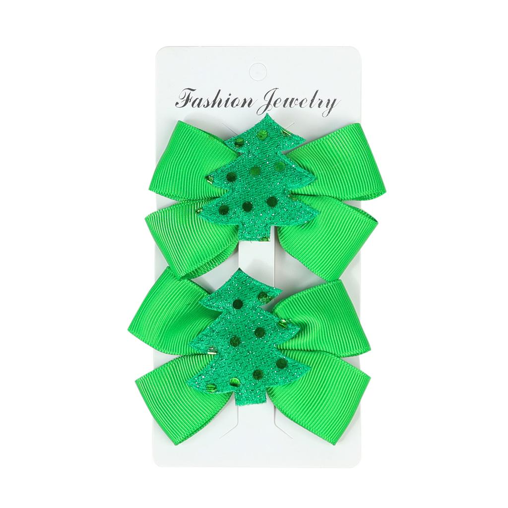 2PCS/Pack Christmas Tree Santa Snowflake Bow Hair Clips Baby Girl Cute Hairpins Boutique Kids Party Hair Accessories Gift