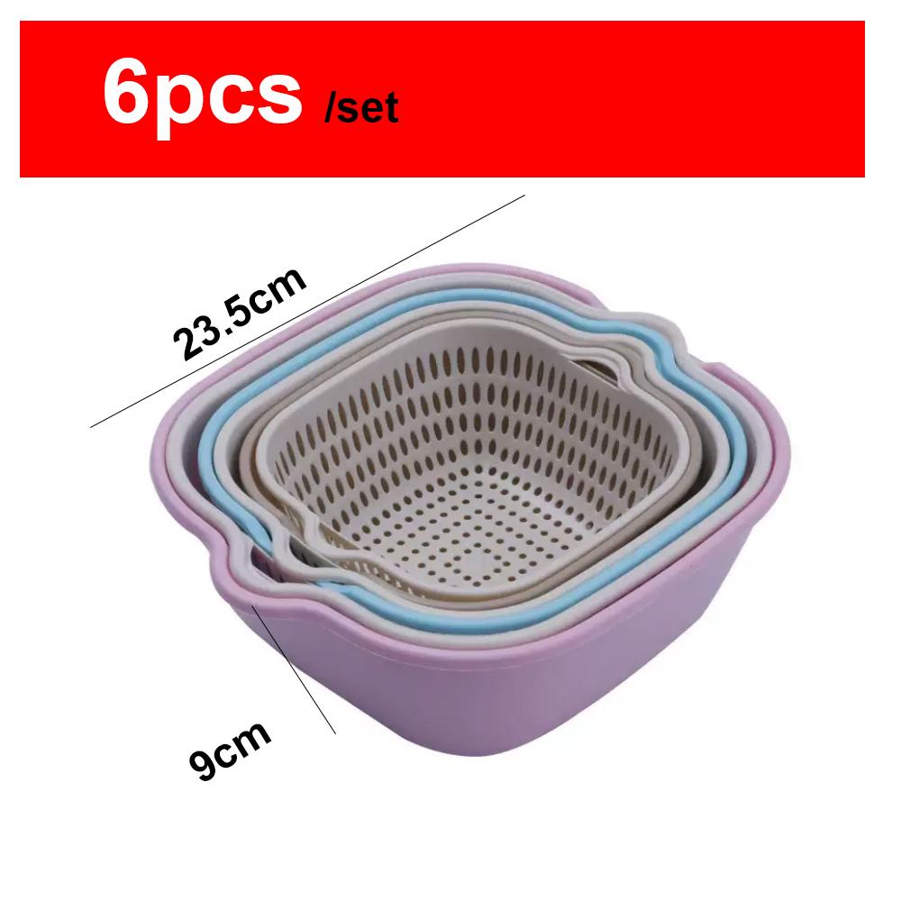 8 pièces/6 pièces/ensemble Égouttoir d'évier Cuisine Paniers d'égouttage double couche Boîte/Panier à légumes Bassin de lavage Panier égouttoir à fruits Boîte de rangement de cuisine