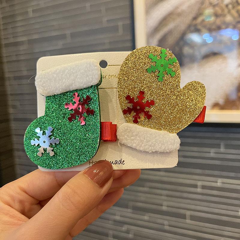 

Japanese & Korean Christmas Hair Clips: Reindeer & Snowflake Design for Girls - Handmade Accessories циан