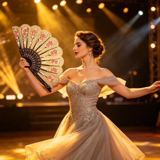 Vintage Flower Folding Fan Decorative Hand Held Fan with Plastic Ribs Portable Dance Wedding Party Fan Women Birthday Gift