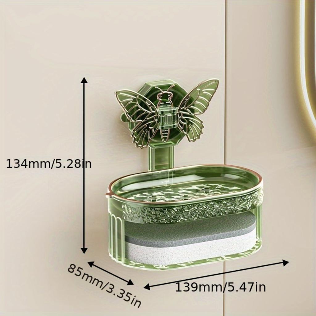 1pc Suction Self Adhesive Soap Box Double Layer Drain Soap Holder Wall Mounting Bathroom Toilet Soap Rack Wall Mounting Soap