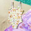 Costume da bagno intero per bambina con stampa animalier Costume da bagno per bambini Tessuto leggero e morbido Vestibilità comoda Adatto per attività estive in spiaggia e piscina