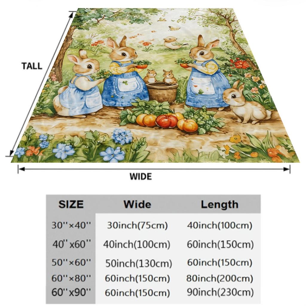 Custom Peter Rabbit Garden Fleece Blanket Personalized Name Text Bunny Vegetable Print Throw Soft Warm All Season Bedding Gift