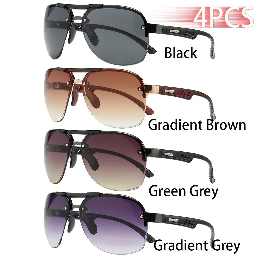

4pcs Classic Pilot Retro Fashion Gradient Lens Half Frame Glasses Luxury Brand Designer Fashion Frameless Glasses