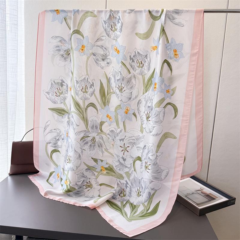 

180*85cm New Silk Scarf Women Spring Summer Autumn Fashion Sun Protection Scarves Lady Thin Echarpe Shawl Wrap Echarpe Bandana 180x85cm