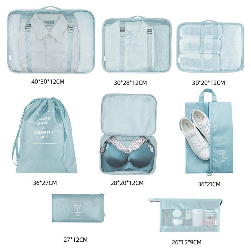 8 Pcs Packing Cubes Set, Waterproof Travel Luggage Organizer Bags, Multi-Size Clothes Underwear Shoe Storage Packing Cubes