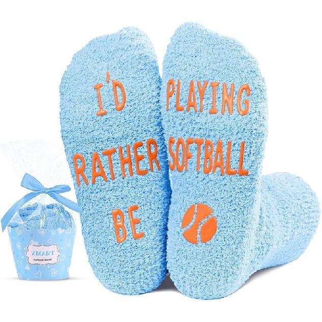 Zmart Fuzzy Socks for Boys Girls - Soccer Softball Football Hockey Baseball Gifts for Kids 7-9 Years