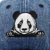 Bestickte Denim-Baseballkappe mit Panda und Sonnenschutz für lässige Sommerkleidung