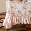 Față de masă roz franțuzească Față de masă romantică cu imprimeu de trandafiri Decorațiune cameră Material masă de dining Față de masă cu volane pentru măsuță de cafea