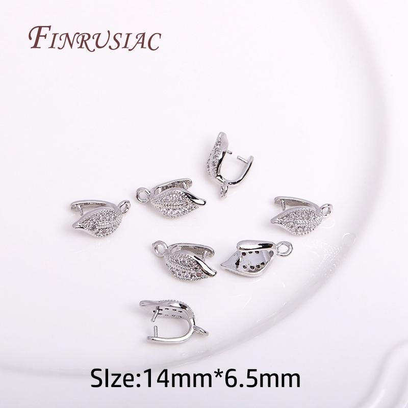 

18k Real Gold Plated Leaf Shape Clamp Pinch Clip Bails DIY Earrings Jewelry Accessories For Crystal Gemstone Pendant Clip Clasps 2 pcs