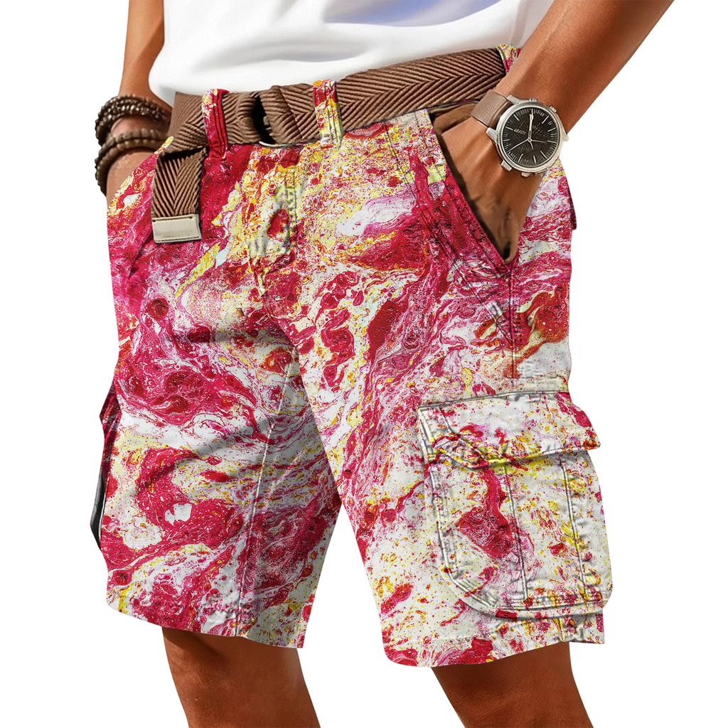 Men's Casual Trendy Colorful Printed Shorts - Men's Multi-pocket Workwear Sports Shorts