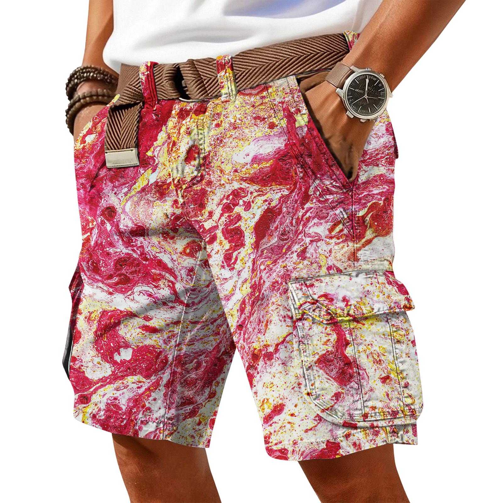 Heima E Heren casual trendy kleurrijk bedrukte shorts - Heren meerdelige werkbroek sportshorts XL