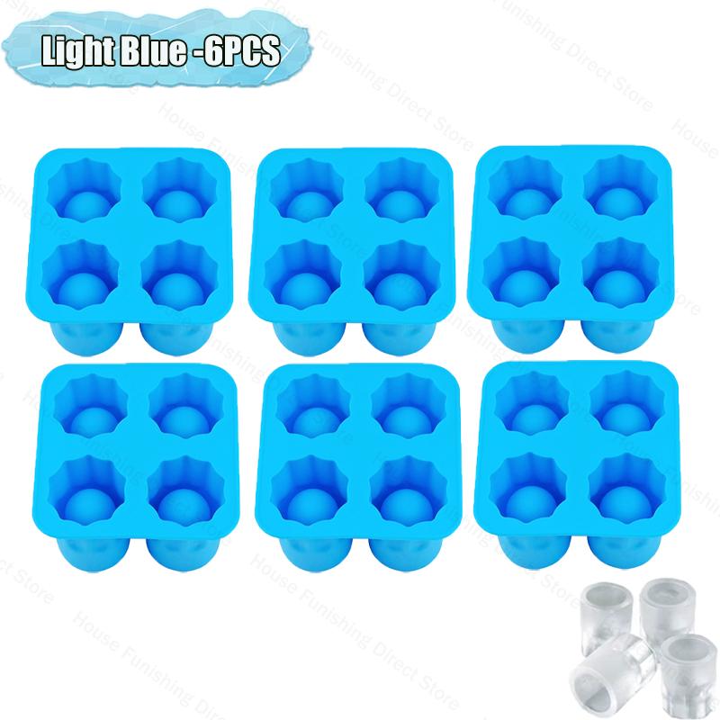 4 Cup Shape Silicone Ice Cube Mold Tray Summer Bar Party DIY Cold Drink Ice Compartment Mold Ice Cup Ice Cube Tray Kitchen Tool