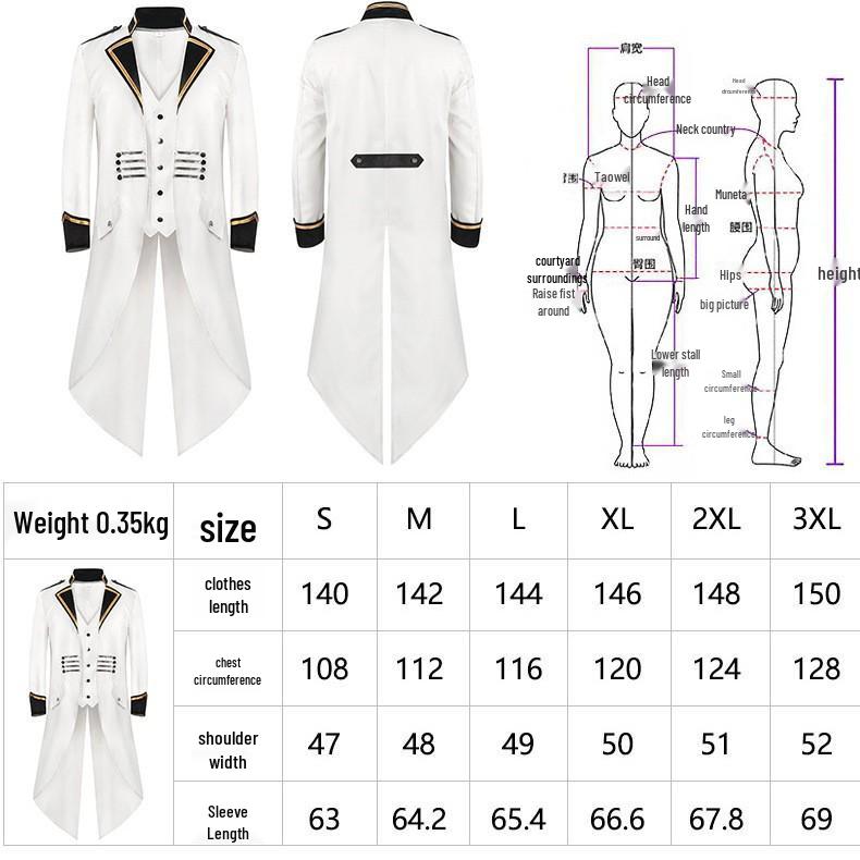 2025Wish Men's Medieval Gothic Swallowtail Coat - European & American Retro Punk Style