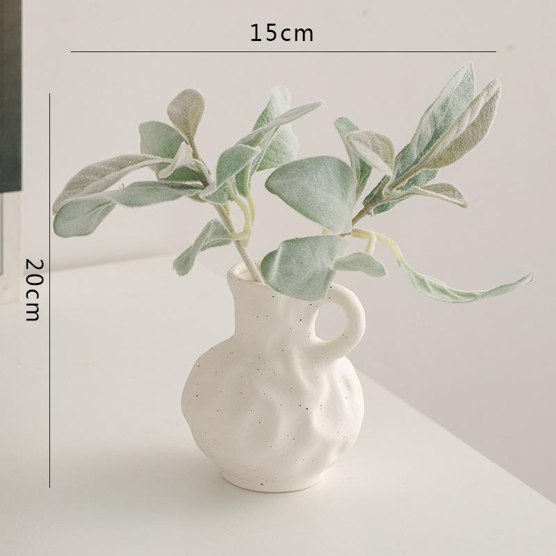 White Ceramic Decoration Dried Flowers Flower Vases Living Room Flower Arrangement Dining Table Foyer Decorations Home Decor