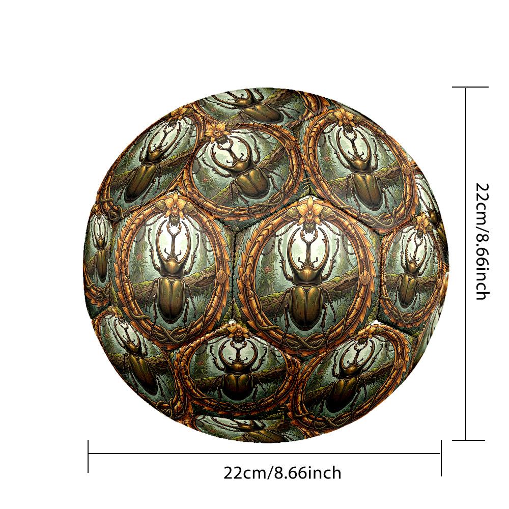 Jungle Beetle Emblem Round Football Size 5 Adult Ball Suitable for Training Matches and Outdoor Team.