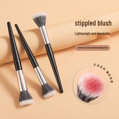 Pincel para Blush de Pontilhado: Ferramenta de Maquilhagem de Pelo de Cabra Fino de Camada Dupla