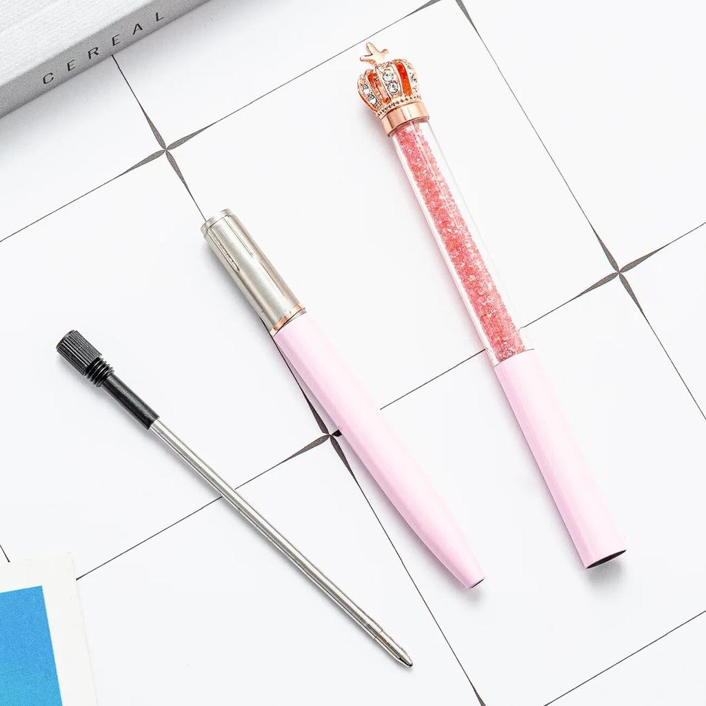 1 Piece Creative Multicolor Crystal Crown Business Metal Office Rotate Pens School Stationery Office Supplies Ballpoint Pen