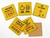 Inkdotpot Set of 6 Drink Coasters Easy Clean 4 Inch Square  Coasters  Cork Base-  Reusable- Funny Bachelor